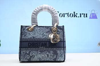 Fortok Dior Lady Sac à Main Blue Bag 24cm