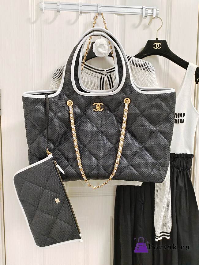 Fortok Chanel 23M Coco Beach Bag Black and White  - 1