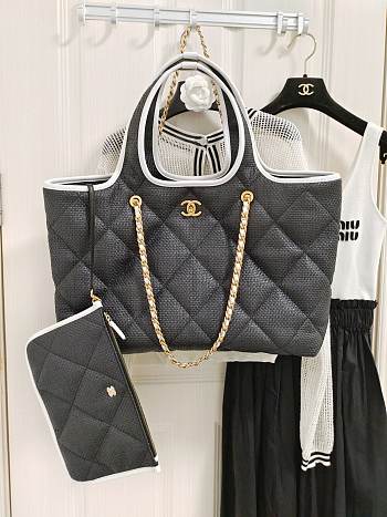 Fortok Chanel 23M Coco Beach Bag Black and White 