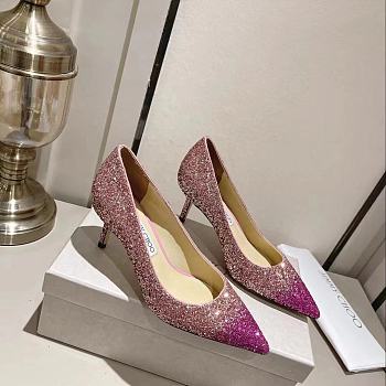 Fortok Jimmy Choo Pink Love 65 Glittered Pumps 