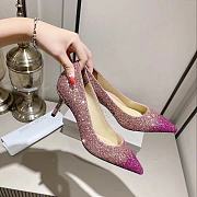 Fortok Jimmy Choo Pink Love 65 Glittered Pumps  - 4