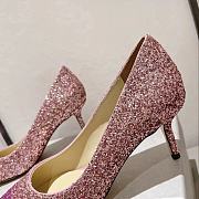 Fortok Jimmy Choo Pink Love 65 Glittered Pumps  - 3