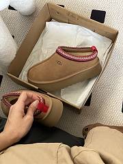 Fortok Ugg Brown Tazz Flatform Suede Slippers - 5