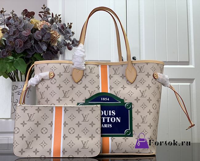 Fortok Louis Vuitton Neverfull MM Tote Bag Beige M23501 31x28x14cm - 1