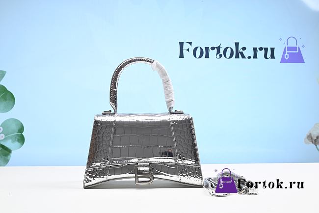 Balenciaga Hourglass Embossed Tote Bag in Silver Color 23x10x14cm - 1