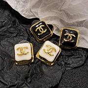 Fortok Chanel Double C Cube Stud Earrings Black/White - 1
