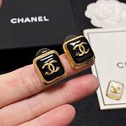 Fortok Chanel Double C Cube Stud Earrings Black/White - 5