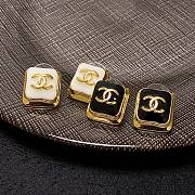 Fortok Chanel Double C Cube Stud Earrings Black/White - 4