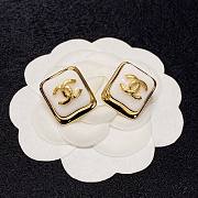 Fortok Chanel Double C Cube Stud Earrings Black/White - 3