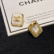 Fortok Chanel Double C Cube Stud Earrings Black/White - 2