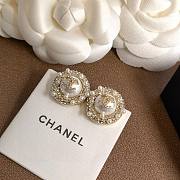 Fortok Chanel Sunflower Crystal Pearl Stud Earrings - 1