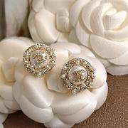 Fortok Chanel Sunflower Crystal Pearl Stud Earrings - 5