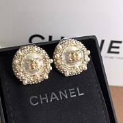 Fortok Chanel Sunflower Crystal Pearl Stud Earrings - 6
