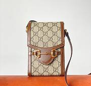 Fortok Gucci Horsebit 1955 Mini Beige And Brown Leather Bag 11.5x17x4cm - 1
