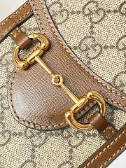 Fortok Gucci Horsebit 1955 Mini Beige And Brown Leather Bag 11.5x17x4cm - 5