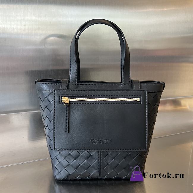 Fortok Bottega Veneta Small Flip Flap Black 23x18.5x15cm - 1