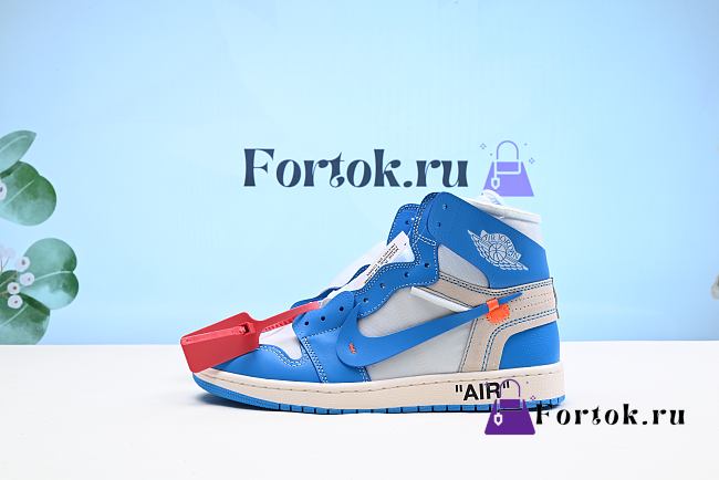 Fortok Air Jordan 1 Retro High Off-White University Blue Sneakers AQ0818-148 - 1