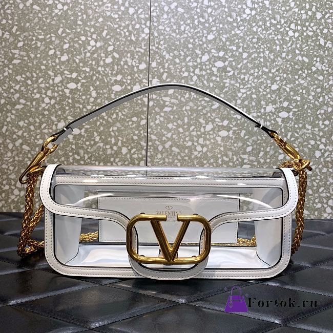 Fortok Valentino Garavani Locò Transparent Shoulder Bag White 27x13x6cm - 1