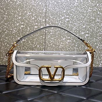 Fortok Valentino Garavani Locò Transparent Shoulder Bag White 27x13x6cm