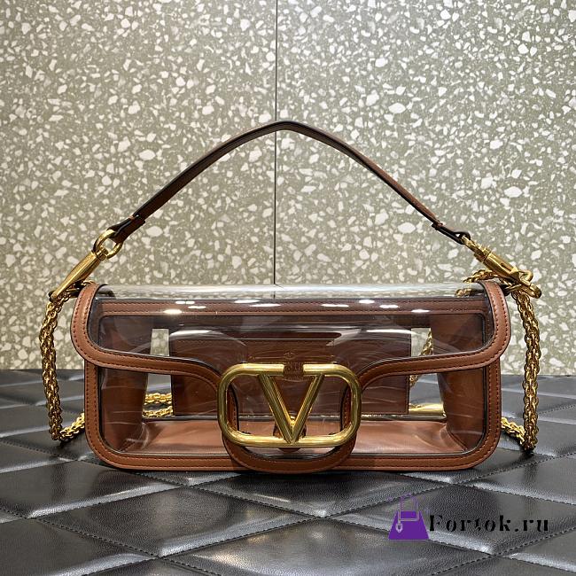 Fortok Valentino Garavani Locò Transparent Shoulder Bag Brown 27x13x6cm - 1