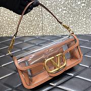 Fortok Valentino Garavani Locò Transparent Shoulder Bag Brown 27x13x6cm - 6