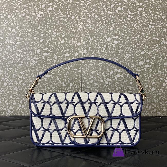 Fortok Valentino Garavani Locò Small Toile Iconographe Tote Bag Blue 27x13x6cm - 1