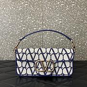 Fortok Valentino Garavani Locò Small Toile Iconographe Tote Bag Blue 27x13x6cm - 1
