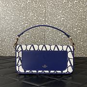 Fortok Valentino Garavani Locò Small Toile Iconographe Tote Bag Blue 27x13x6cm - 4