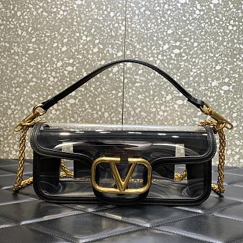 Fortok Valentino Garavani Locò Transparent Shoulder Bag Black 27x13x6cm