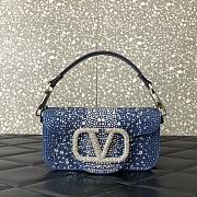 Fortok Valentino Garavani Locò Denim Shoulder Bag With Rhinestones 19x10.5x5cm - 1
