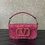 Fortok Valentino Garavani Locò Pink Shoulder Bag With Rhinestones 19x10.5x5cm - 1