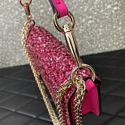 Fortok Valentino Garavani Locò Pink Shoulder Bag With Rhinestones 19x10.5x5cm - 5