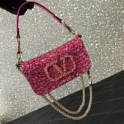 Fortok Valentino Garavani Locò Pink Shoulder Bag With Rhinestones 19x10.5x5cm - 2