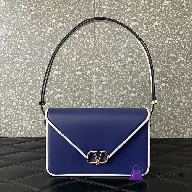 Fortok Valentino Garavani Letter Leather Shoulder Bag Blue 5080 24x15.5x7cm - 1