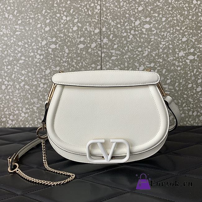 Fortok Valentino Garavani Logo-print Shoulder Bag White 8030 22x15x5cm - 1