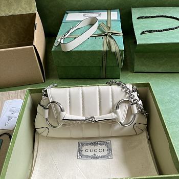 Fortok Gucci Horsebit Chain Shoulder Bag White 27x11.5x5cm