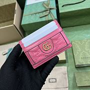 Fortok Gucci GG Matelassé Card Holder Pink 723790 10x7cm - 1