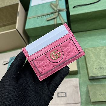 Fortok Gucci GG Matelassé Card Holder Pink 723790 10x7cm