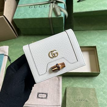 Fortok Gucci Diana Bamboo Card Holder White 658244 11x 8.5x3cm