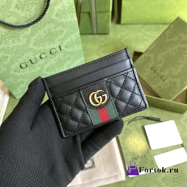 Fortok Gucci Ophidia Black Leather Card Holder 536454 10x7cm - 1