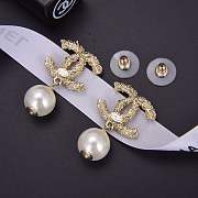 Fortok Chanel Metal, Glass Pearls, Resin & Diamantes Earrings - 3