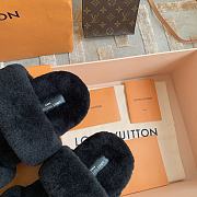 Fortok Louis Vuitton Sunset Comfort Fur Slippers Black - 4