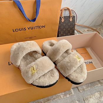 Fortok Louis Vuitton Sunset Comfort Fur Slippers Beige