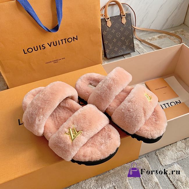 Fortok Louis Vuitton Sunset Comfort Fur Slippers Pink - 1