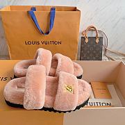 Fortok Louis Vuitton Sunset Comfort Fur Slippers Pink - 5