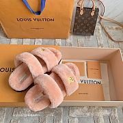 Fortok Louis Vuitton Sunset Comfort Fur Slippers Pink - 3