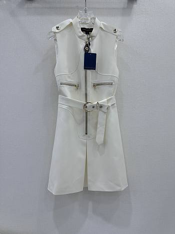 Fortok Louis Vuitton 23 Sleeveless Belt Dress White