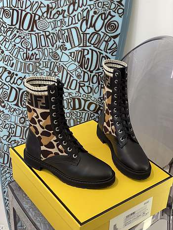 Fortok Fendi Stretch Fabric Rockoko Combat Boots 