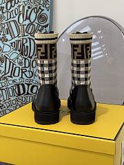 Fortok Fendi Zucca FF Logo Leather Combat Boots - 4