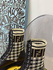 Fortok Fendi Zucca FF Logo Leather Combat Boots - 5